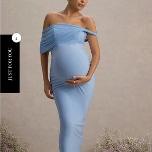 JEN POWDER BLUE BARDOT TWISTED MATERNITY MIDI DRESS CLUB L LONDON NWT
